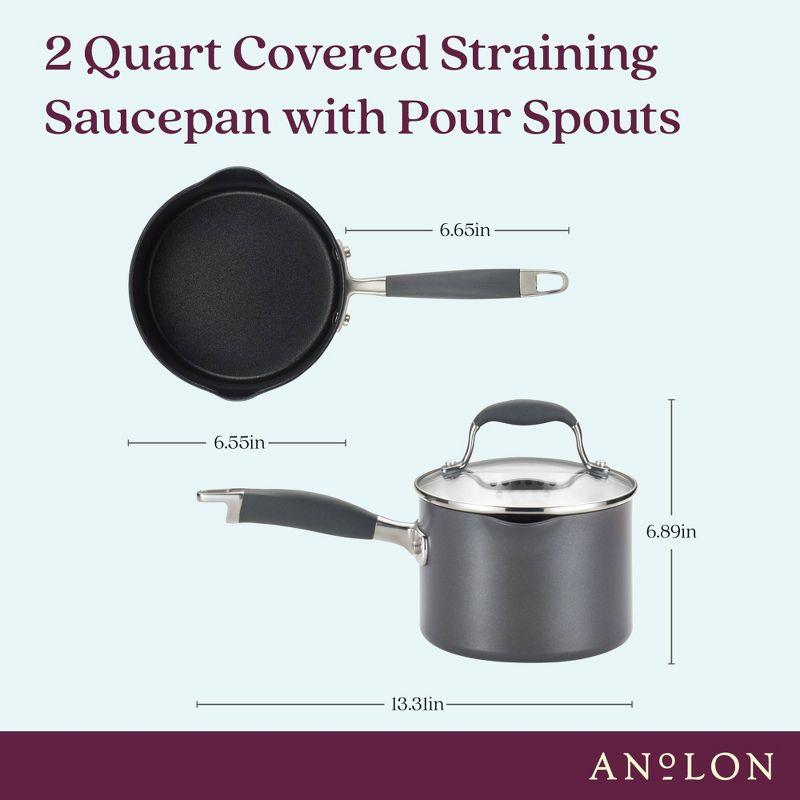 Moonstone Aluminum Nonstick Saucier with Pour Spout and Lid, 2 Quart