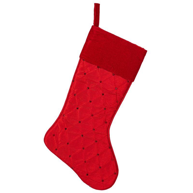 Vickerman 21" Red Quilt Stitch Jewel Christmas Stocking