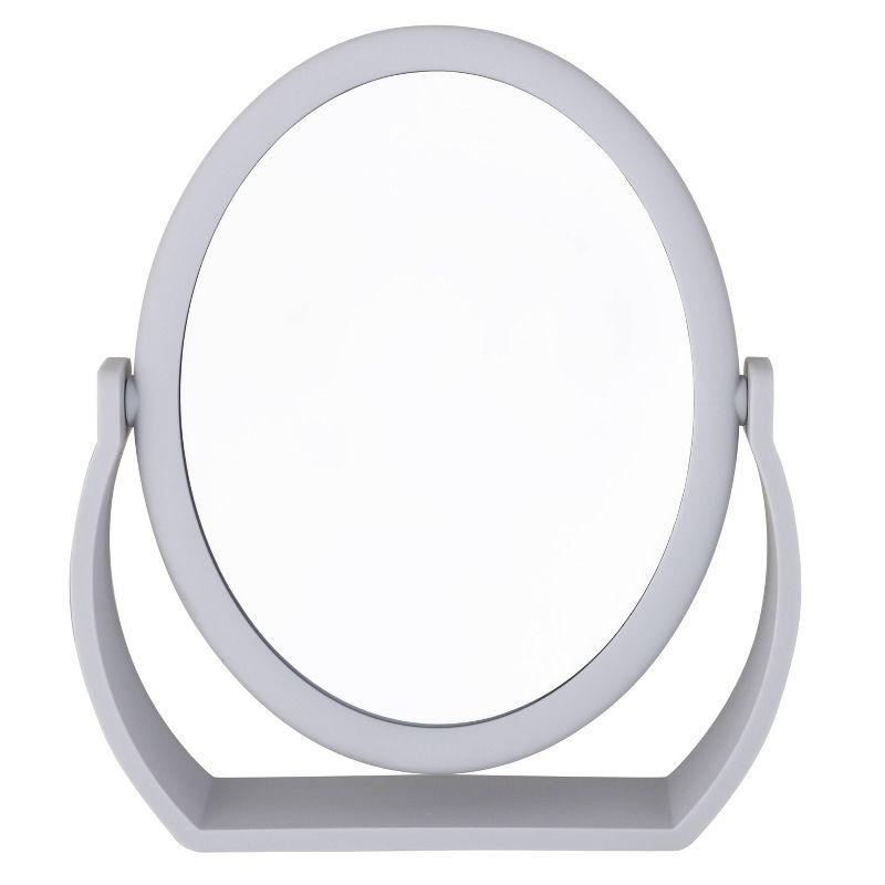 8" Vanity Rubberized 1X-10X Magnification Mirror Gray - Home Details