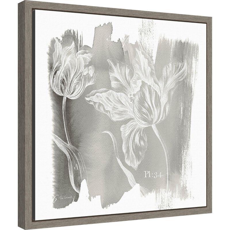 Amanti Art Water Wash I Neutral (Floral) by Sue Schlabach Canvas Wall Art Print Framed 16-in. x 16-in.