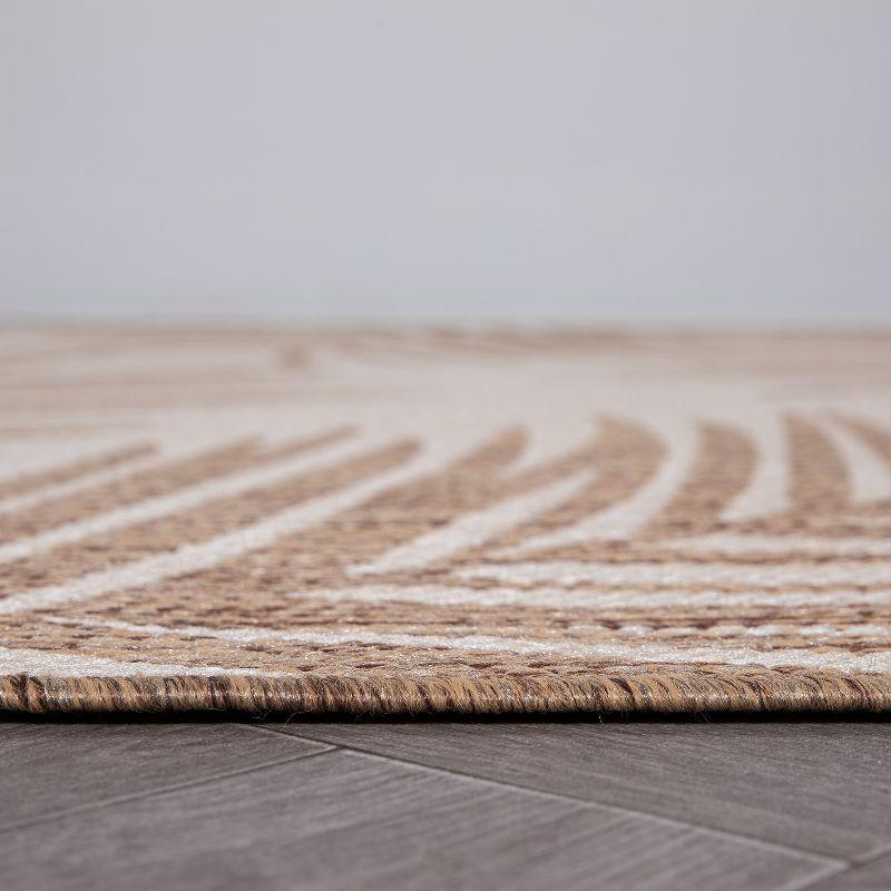 World Rug Gallery Contemporary Distressed Leaves Textured Flat Weave Indoor/Outdoor Area Rug - BROWN 7'10"X10'