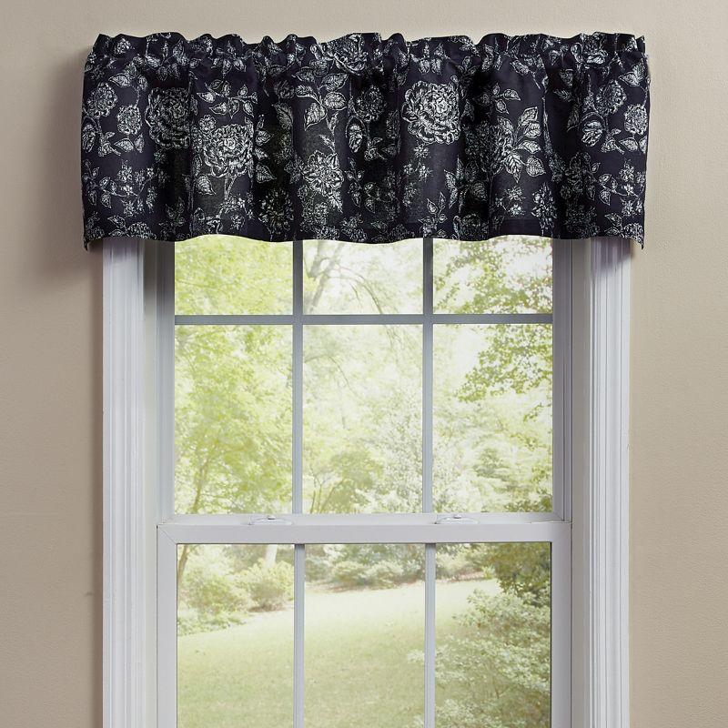 Black and White Floral Botanical Kitchen Valance 60" x 14"