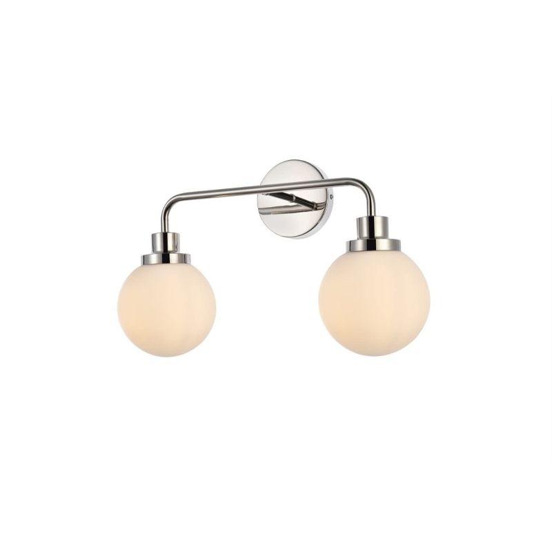 Elegant Lighting Hanson 2 lights bath sconce in polished nickel with frosted shade