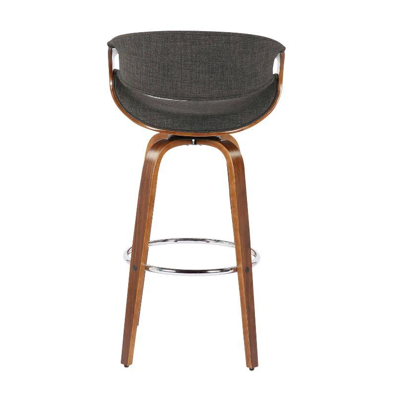 Curvini Charcoal Fabric and Walnut Wood Swivel Barstool Set