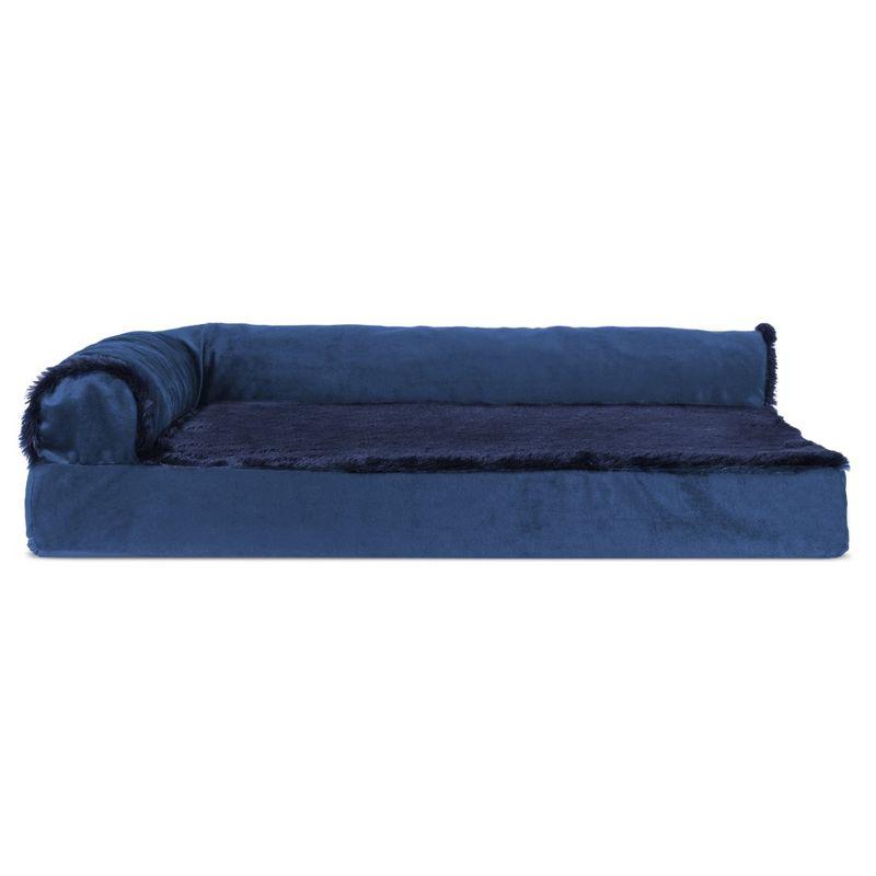 FurHaven Plush & Velvet Deluxe L-Chaise Orthopedic Pet Bed