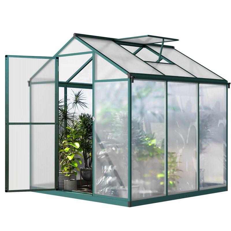 WhizMax 6.25 x 6 Ft Greenhouse for Outdoors, Aluminum Alloy & Polycarbonate Green House with Windows Vent, for Patio, Backyard, Garden,Green