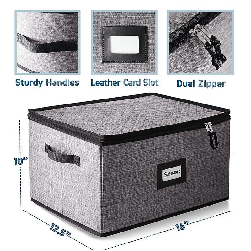 StorageBud 2 Pack Wine Glass Storage Box, Quilted and Stackable Stemware Storage Cases - Service of 12 each