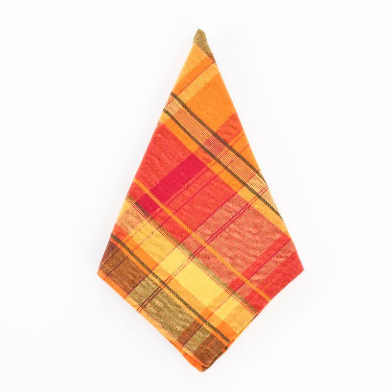 Harvest Plaid Terracotta Cotton 20"x20" Dinner Napkins, Set Of 4