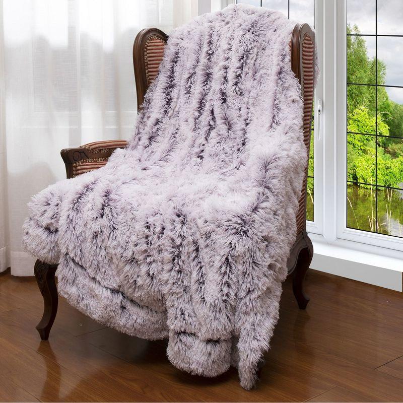 Cheer Collection Long Shaggy Hair Throw Blanket - Purple Ombre (60" x 70")