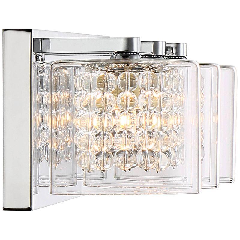 Possini Euro Design Coco Modern Wall Light Chrome Hardwire 20 1/2" 3-Light Fixture Clear Glass Crystal for Bedroom Bathroom Vanity Reading Living Room