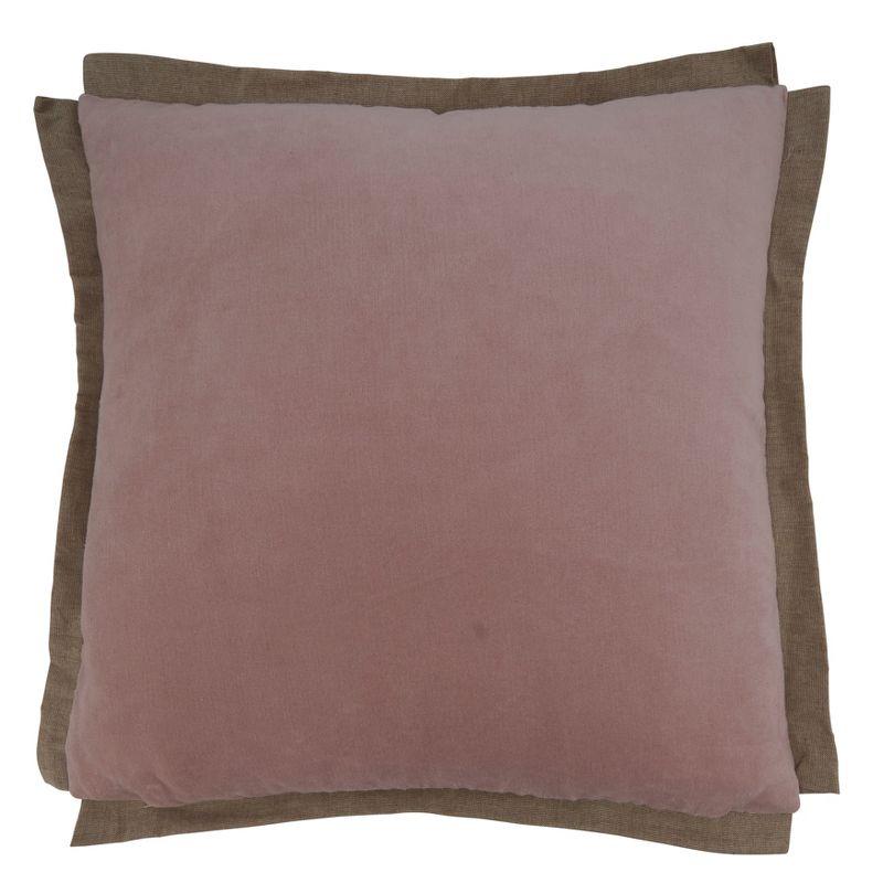 Blush Velvet Flange Square Cotton Throw Pillow