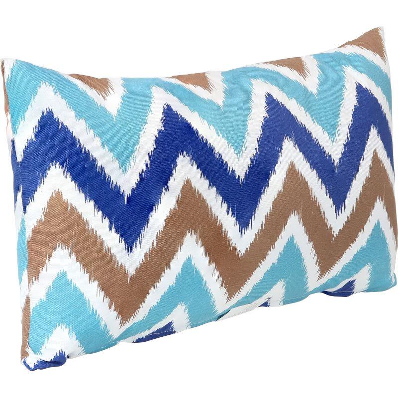 Chevron Bliss Blue and Brown Lumbar Outdoor Pillow Set