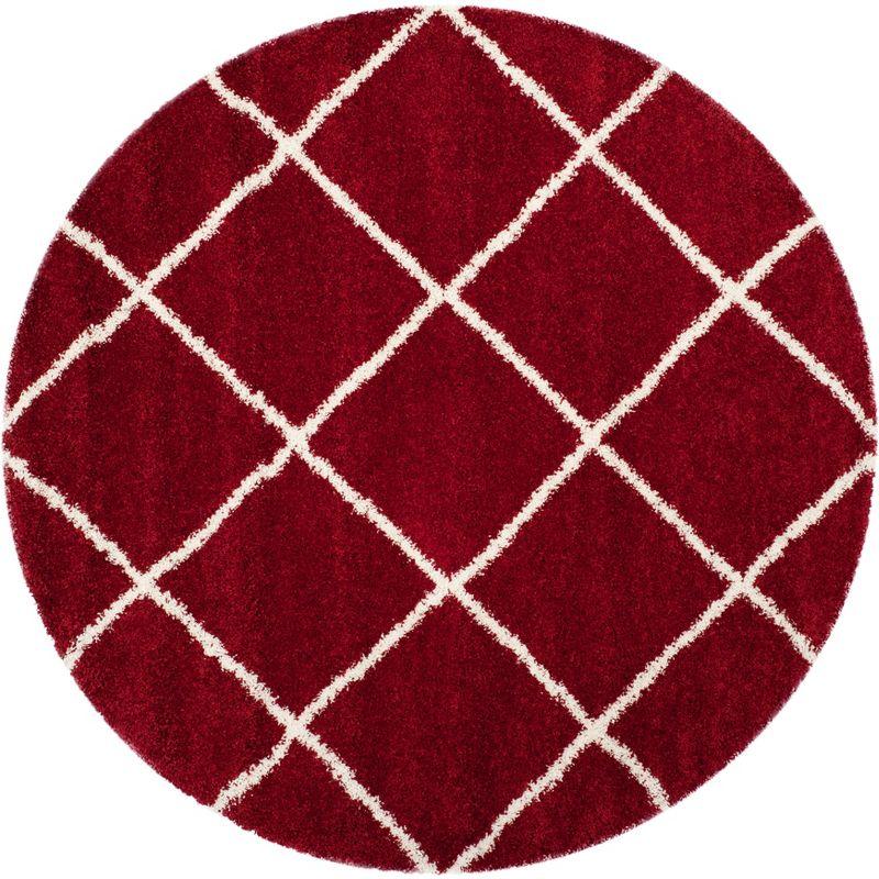 Hudson Shag SGH281 Power Loomed Indoor Accent Rug - Red/Ivory - 3' Round - Safavieh