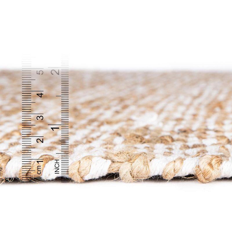 Natural Beige Braided Jute and Cotton Area Rug