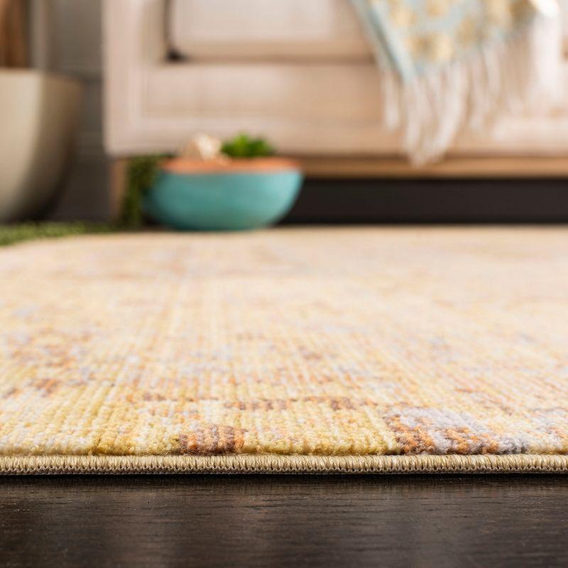 Abstract Gold & Multicolor Synthetic 4' x 6' Hand-Knotted Area Rug