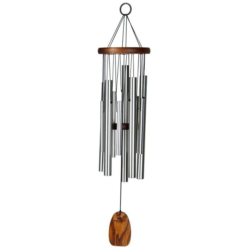 Teak and Silver Aluminum Octave Doubling Wind Chime