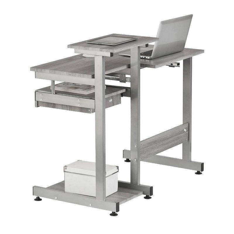 Complete Computer Workstation Desk Gray - Techni Mobili: With Drawer, Steel Frame, MDF Surface