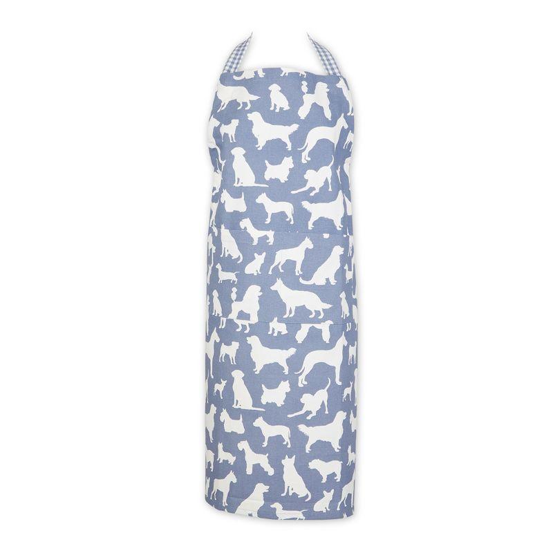 Design Imports Stonewash Blue Dog Print Chef Apron