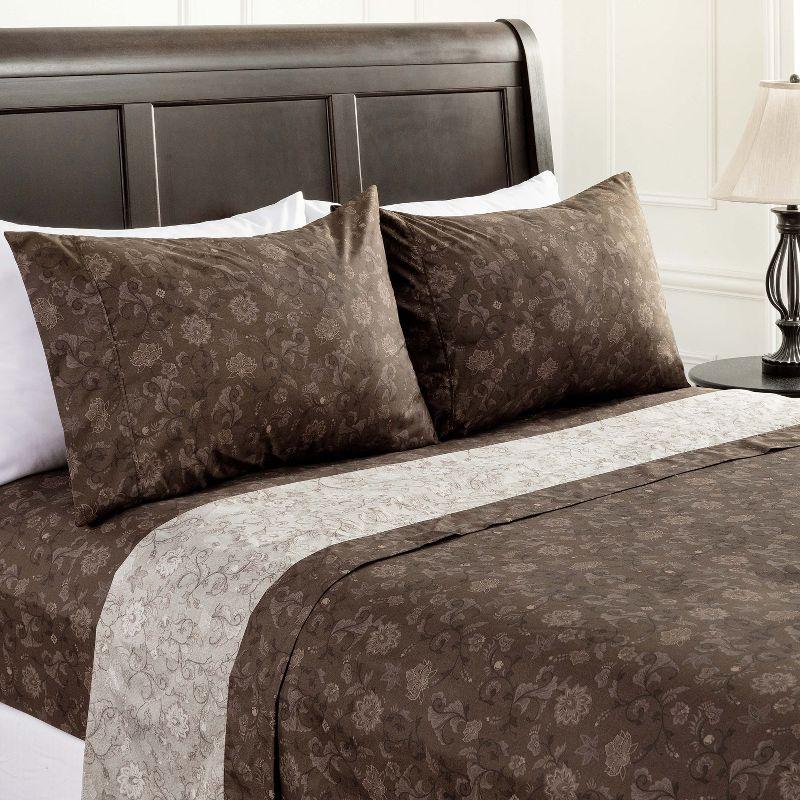 Chanasya Elegant Ultra Soft Floral Microfiber Percale Sheet Set