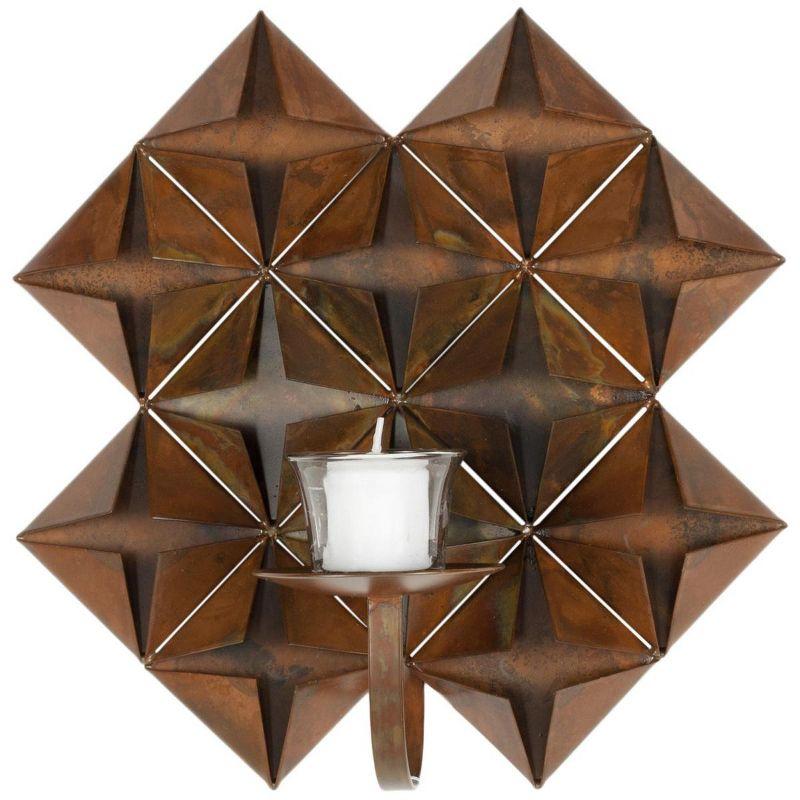 Copper Origami Iron Wall Sconce with Candle Holder