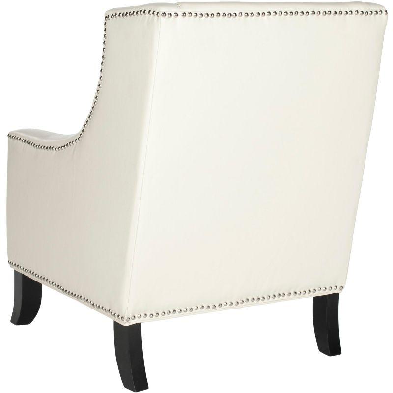 Daniel Club Chair  Silver Nail Heads - Off-White - Safavieh