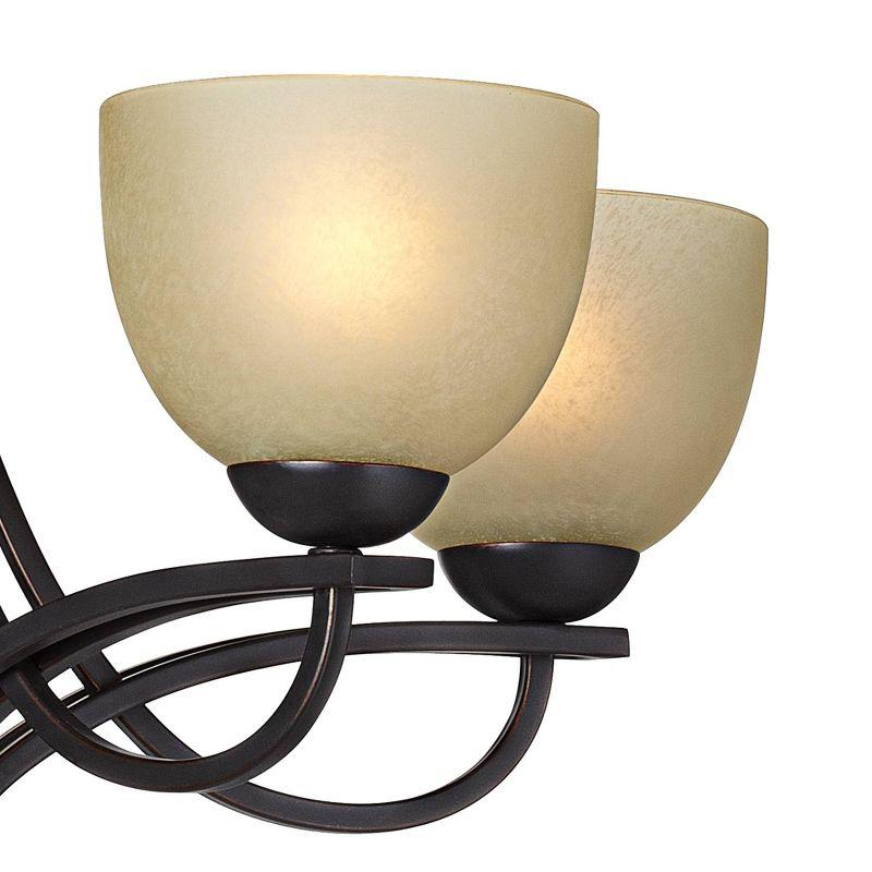 Franklin Iron Works Italian Bronze Pendant Chandelier Lighting Fixture 26" Wide Modern Antique Amber Glass 5-Light for Dining Room Kitchen Island Home