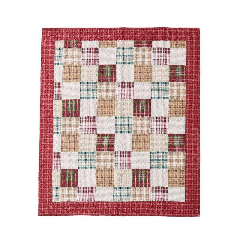 Greenland Home Fashions Oxford Plaid 100% Cotton Quilted Reversible Throw