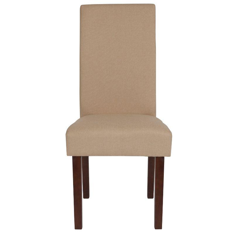 Beige Fabric Upholstered Parsons Side Chairs with Wood Legs, Set of 4