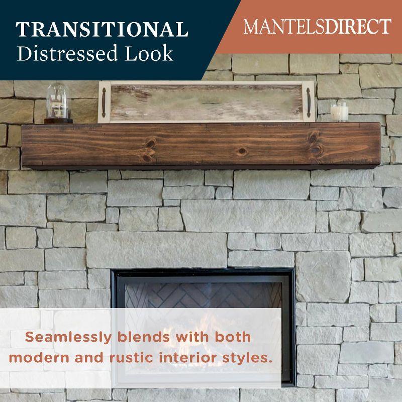 Mantels Direct Dakota 60 Inch Pine Wood Fireplace Mantel Shelf - Mocha