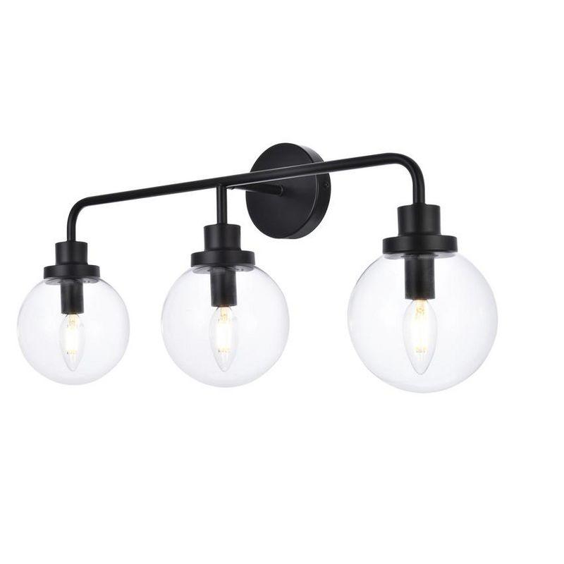 Elegant Lighting Hanson 3 lights bath sconce in black with clear shade