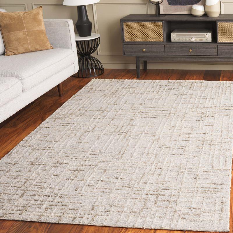 Gray Abstract Handmade Wool Tufted 5' x 8' Area Rug