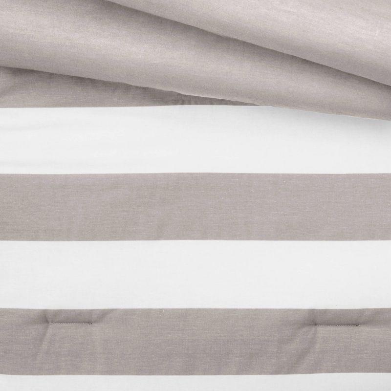 Toddler Rugby Striped Kids' Comforter Gray - Pillowfort™: Standard Crib/Toddler Bedding, OEKO-TEX Certified,