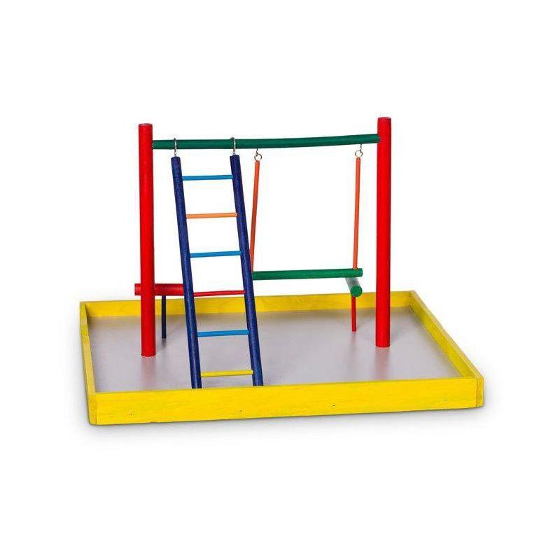 Colorful Hardwood Cockatiel Playground with Laminated Base