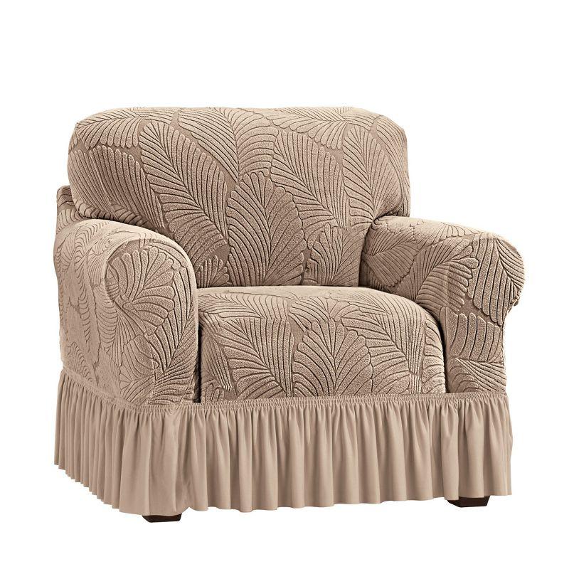 Textured Leaf Design Ruffled Skirt Slipcover