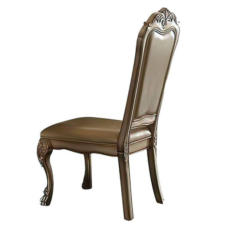 21" Dresden PU Dining Chairs Bone White/Gold Patina - Acme Furniture: Carved Wood, Claw Feet, Padded