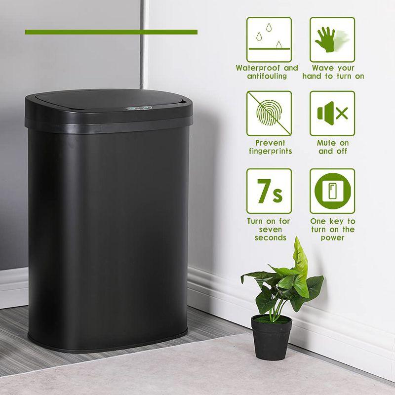 FDW Kitchen Trash Can with Lid, 13 Gallon Automatic Garbage Can for Bathroom Bedroom Home Office 50 Liter Touch Free Stainless Steel Waste Bin