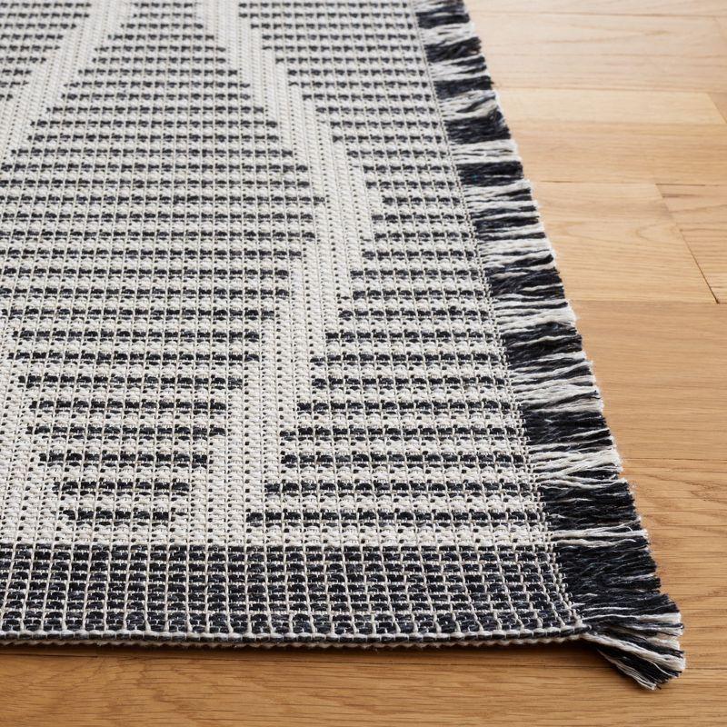 Ivory Elegance 6'4" Square Geometric Flat-Woven Area Rug