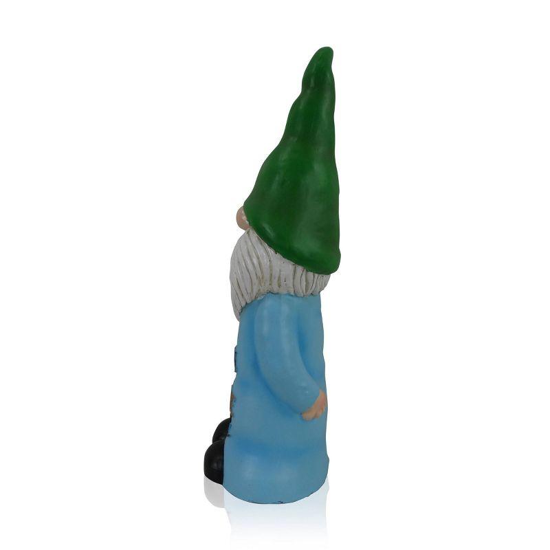 24" Magnesium Oxide "Happiness is Gnome Made" Indoor/Outdoor Garden Gnome Statue Green/Blue - Alpine Corporation