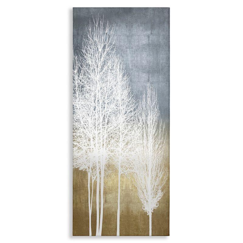 Tall Tree Line Bare White Trees Over Abstract Pattern by - Graphic Art