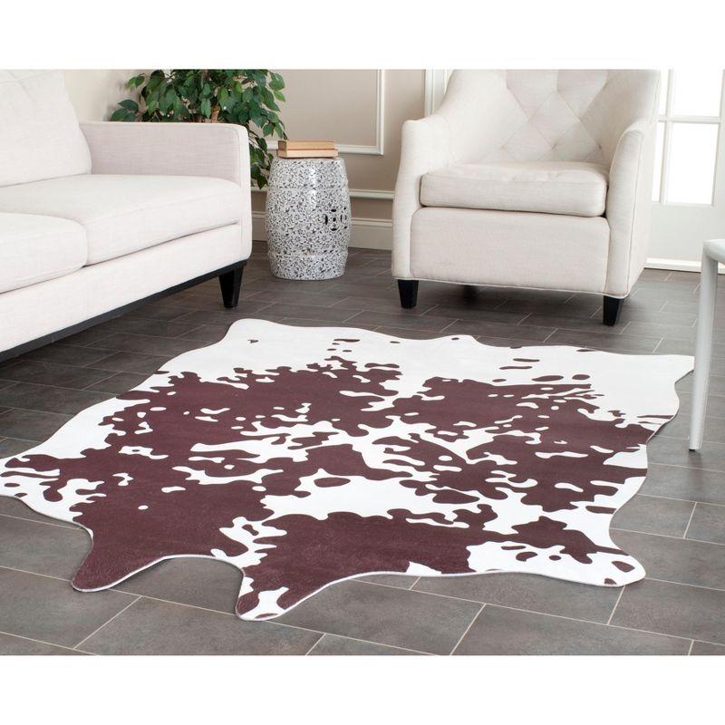 Faux Hide FAH160 Power Loomed Indoor Area Rug - Brown/White - 5'x6'6" - Safavieh