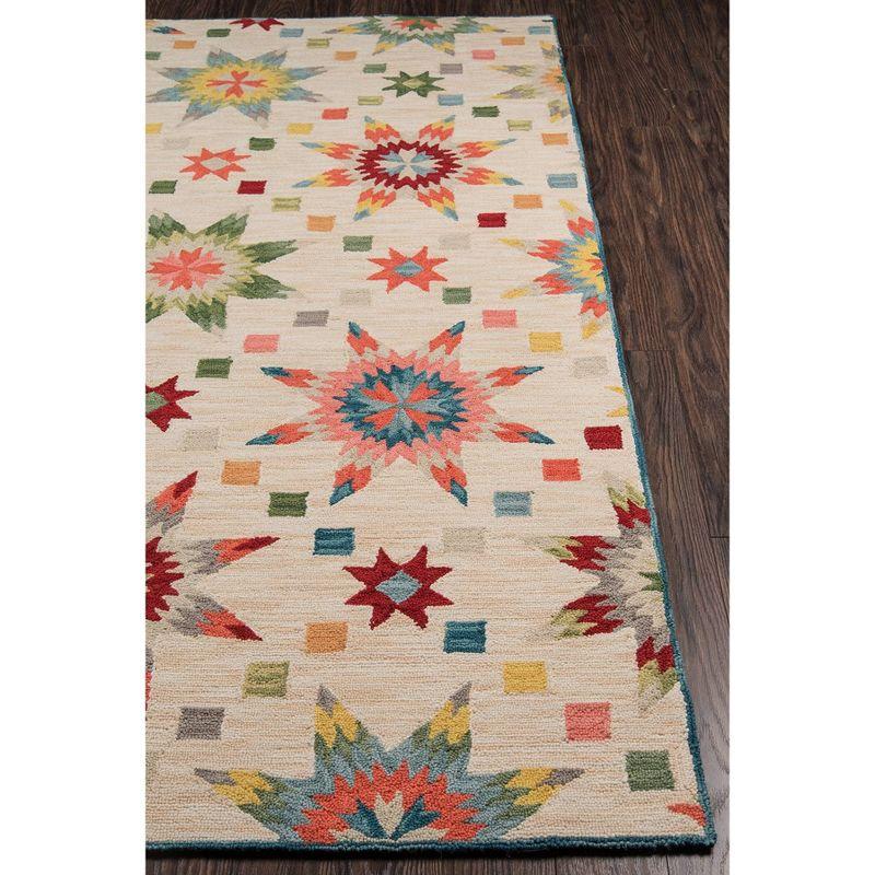 Momeni 8'x10' Geometric Tufted and Hooked Area Rug Beige: Handmade Low Pile Indoor Rug, Cotton Backing