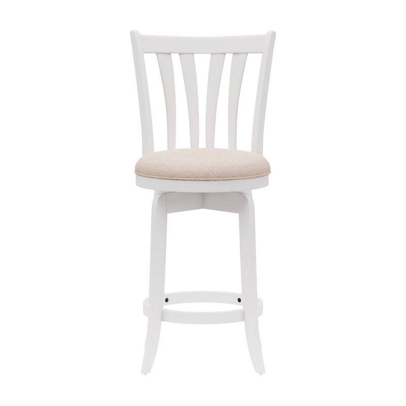 25.25" Savana Wood Swivel Counter Height Barstool White - Hillsdale Furniture: Matte Finish, Cream Upholstery
