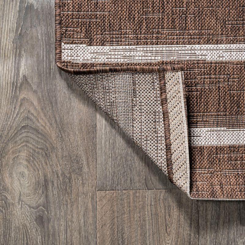 3'x5' Colonia Berber Stripe Indoor/Outdoor Area Rug, Brown/Beige - JONATHAN Y
