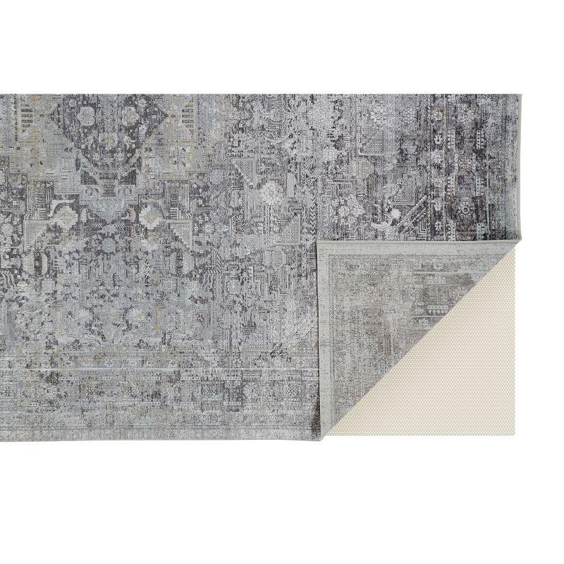 Sarrant Transitional Medallion Gray/Silver/Ivory Area Rug