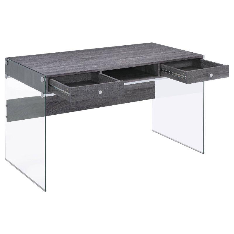 Dobrev 2 Drawer Writing Desk with Glass Base - Coaster