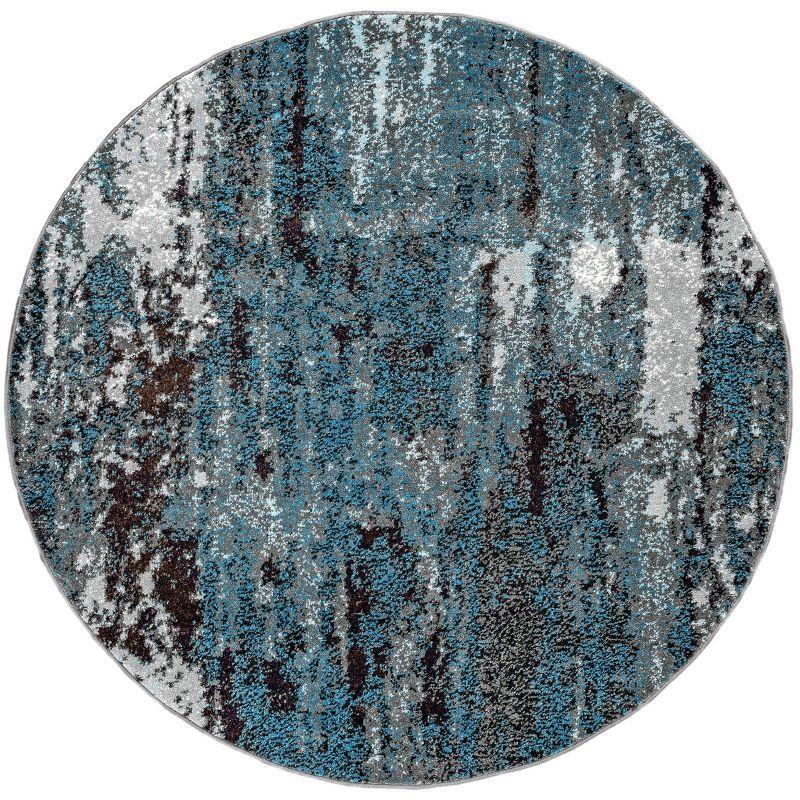 Nuloom Haydee Abstract 5 Round Indoor Area Rug for Living Room Bedroom Dining Room Kitchen, Teal/Ivory