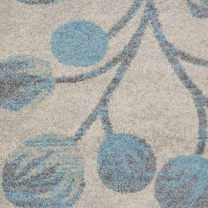 Nourison Tranquil 8'10" X 11'10" (9' x 12') Ivory/Turquoise Area Rug Contemporary Botanical Vine and Bloom by Nourison