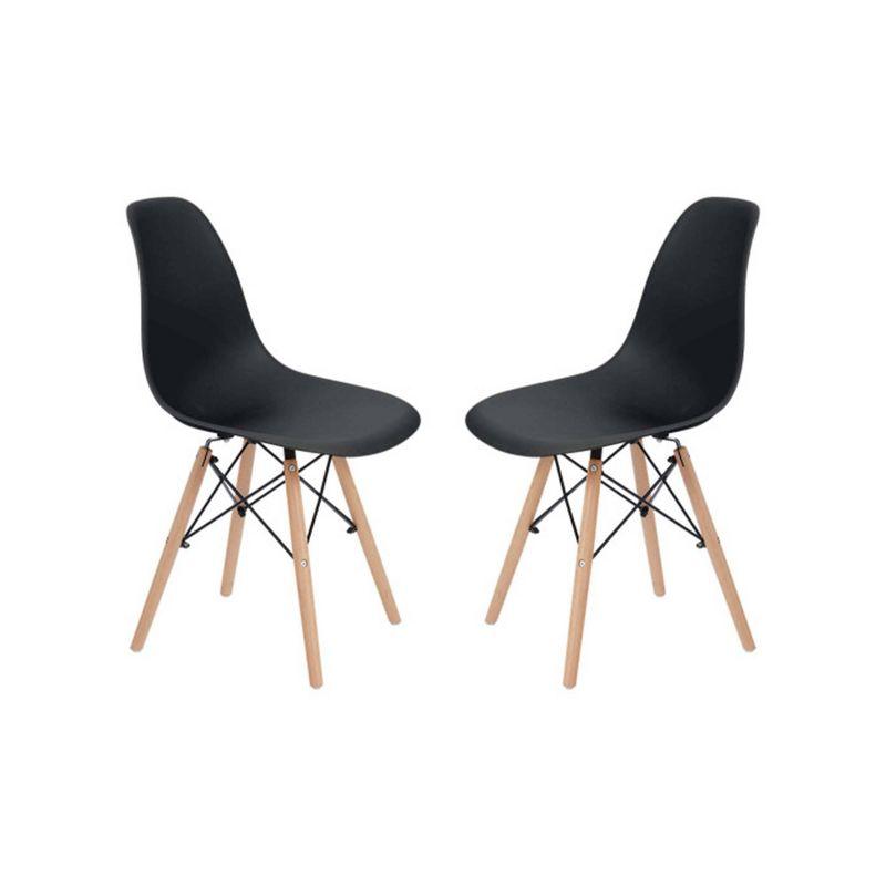 Accent Dining or Office Chair with Wooden Legs (Set of 2)