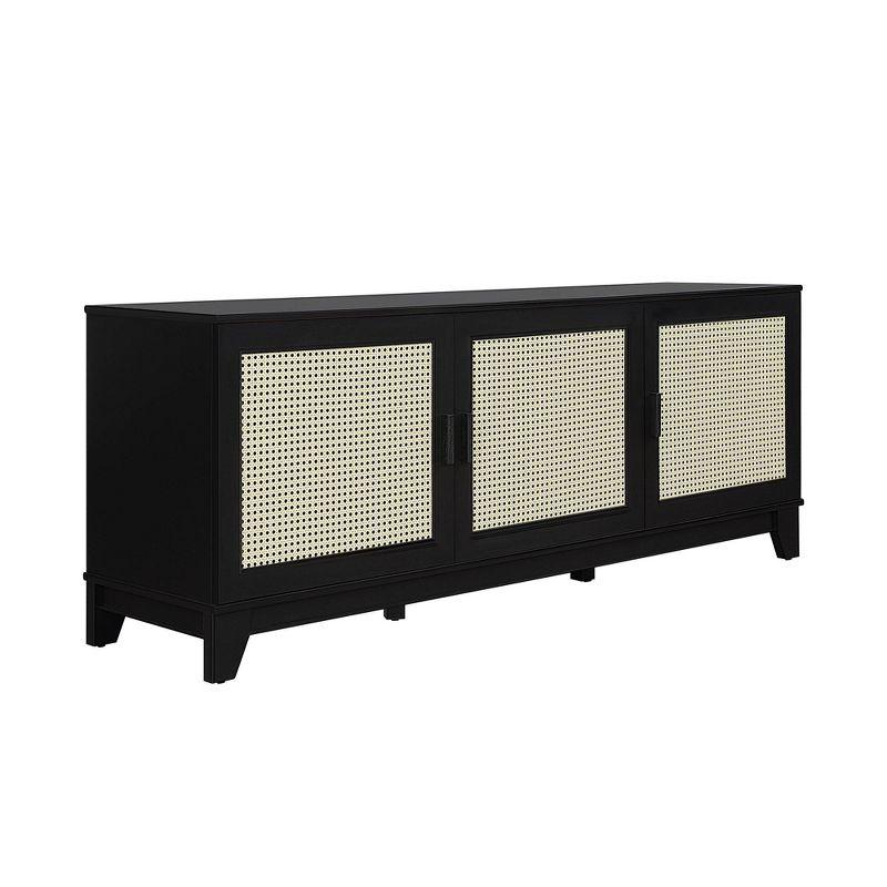 Sheridan Modern 6 Shelf Cane TV Stand for TVs up to 55" Black - Manhattan Comfort