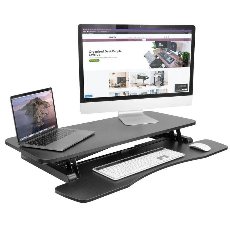 Mount-It! Height Adjustable Standing Desk Converter, 37.4" L x 15.9" D, 37 lbs. Capacity